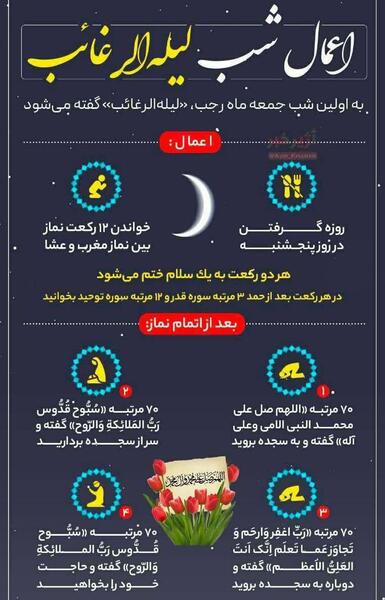 عکس نوشته اعمال لیله الرغائب