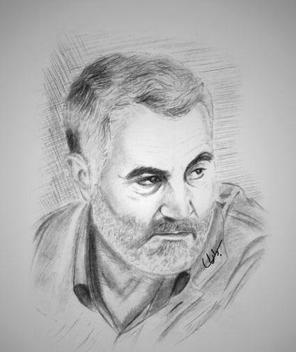 عکس نقاشی حاجی قاسم سلیمانی