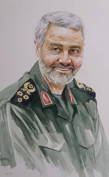 عکس نقاشی حاجی قاسم سلیمانی
