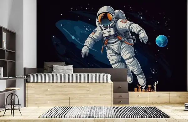 عکس نقاشی فضانورد روی ماه