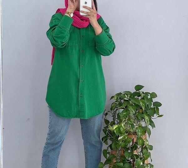 عکس مانتو کتان سبز
