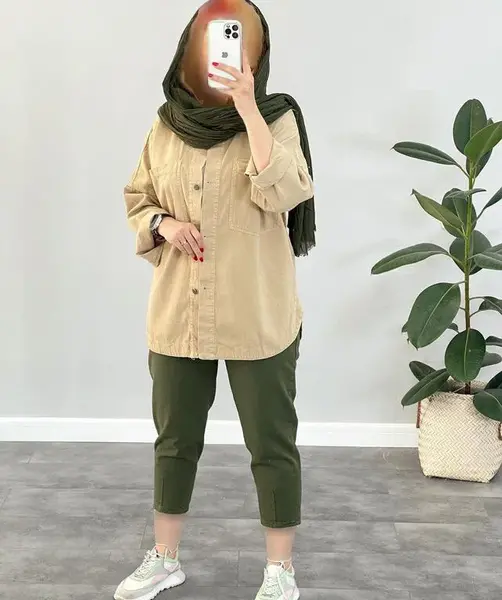 عکس مانتو کتان سبز