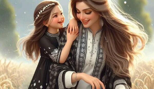 عکس کارتونی مادر و دو دختر