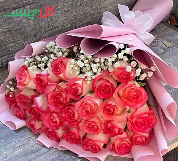 عکس دسته گل صورتی و قرمز