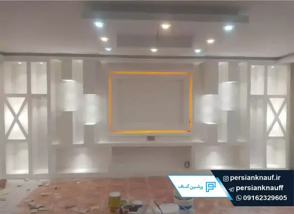 عکس دکور تلویزیون با گچ