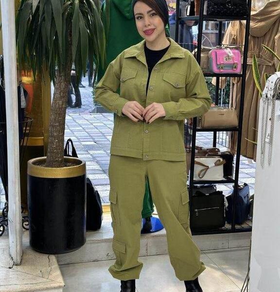 عکس شلوار کارگو با کتش