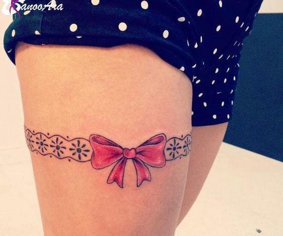 عکس تاتو دخترانه روی ران پا