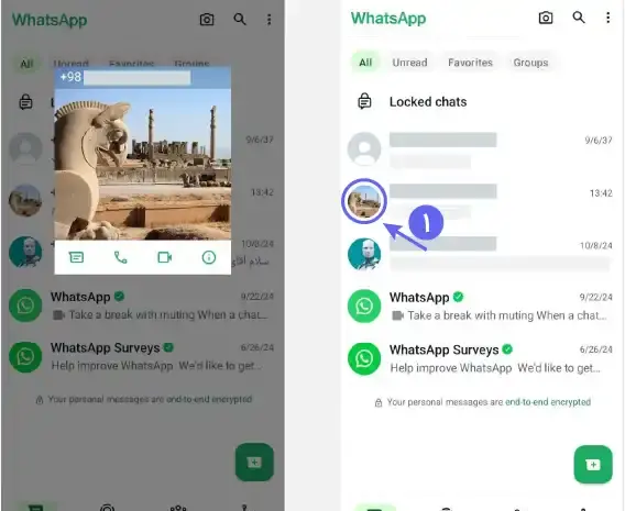 عکس گرفتن از عکس پروفایل واتساپ
