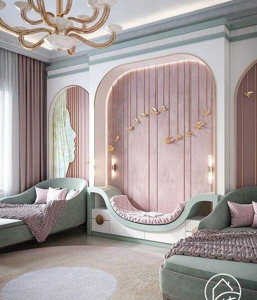 عکس اتاق خواب دخترانه ساده دونفره