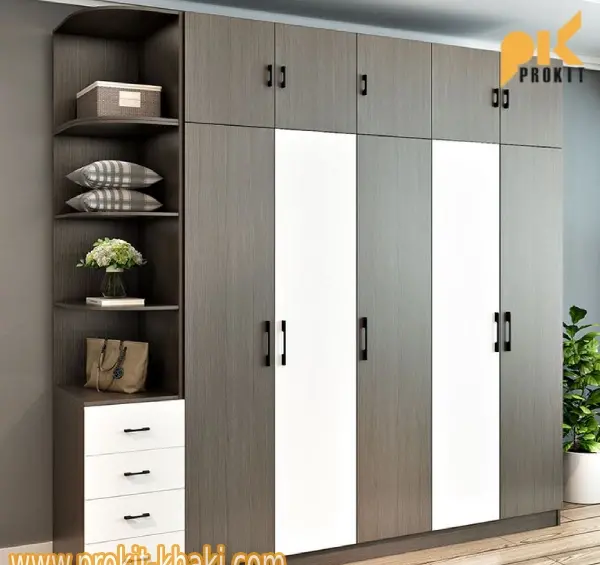 عکس کمد دیواری طوسی سفید