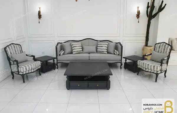 عکس مبل طوسی و سفید