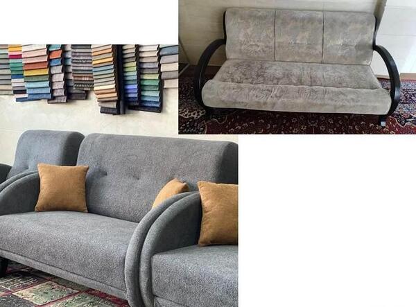 عکس مبل راحتی دسته چوبی