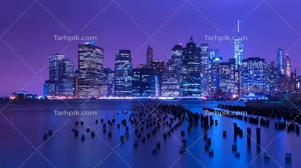 عکس كيفيت 4k نیویورک تصویر زمینه شهر در شب