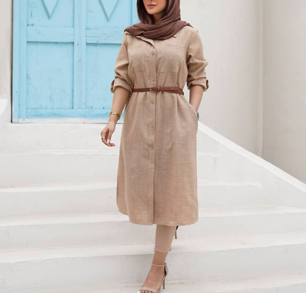 عکس مانتو کمربند دار