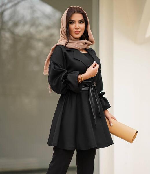 عکس مانتو کمربند دار