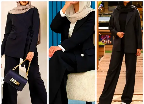 عکس کت شلوار دخترانه با کراوات