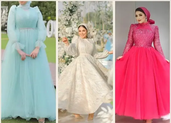 عکس لباس مجلسی بلند پفی دخترانه
