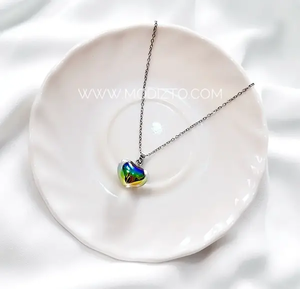 عکس گردنبند قلب شیشه ای