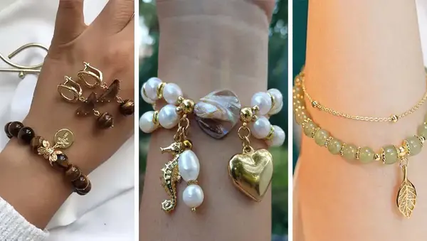 عکس دستبند مهره ای دخترانه شیک