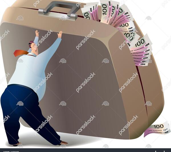عکس چمدان پر پول