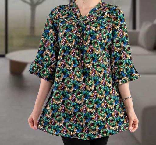عکس تونیک زنانه با پارچه نخی