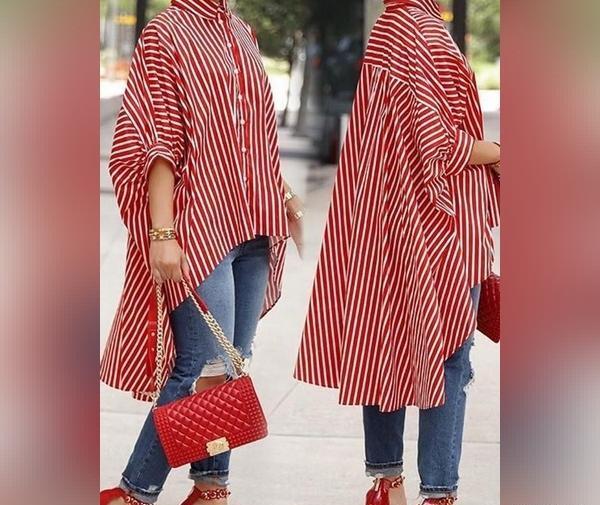 عکس تونیک زنانه با پارچه نخی