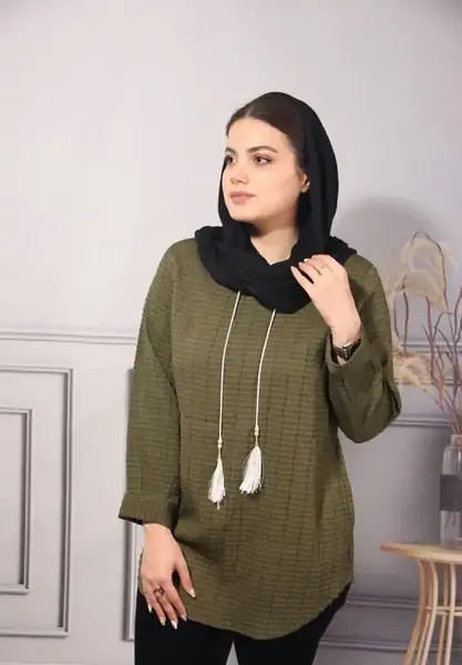 عکس تونیک زنانه با پارچه نخی