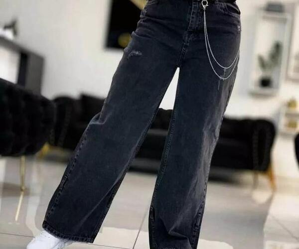 عکس شلوار نیم بگ مشکی پارچه ای