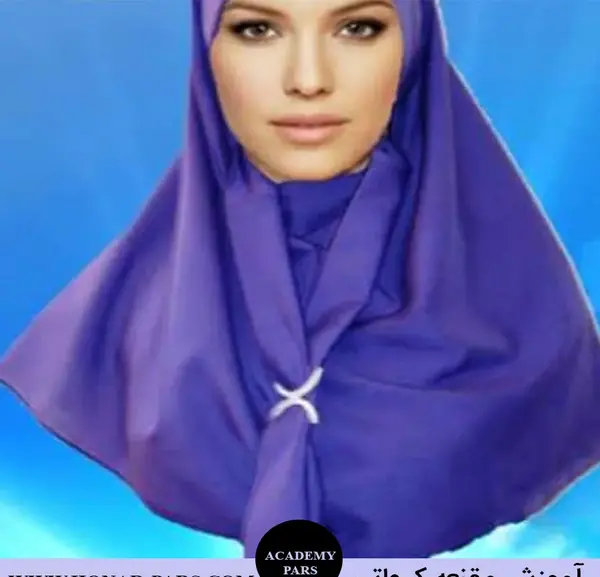 عکس آموزش دوخت مقنعه کراواتی دو رنگ