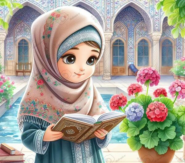 عکس دختر محجبه با روسری کارتونی