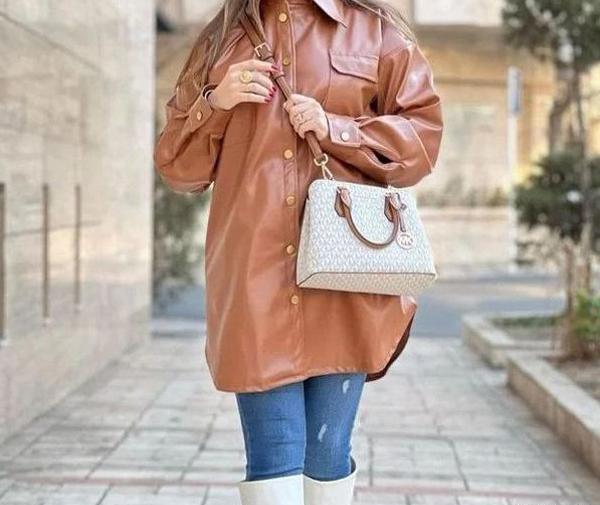 عکس مدل پالتو چرم زنانه بلند
