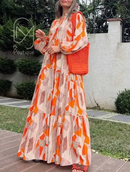 عکس پیراهن ساحلی چین دار