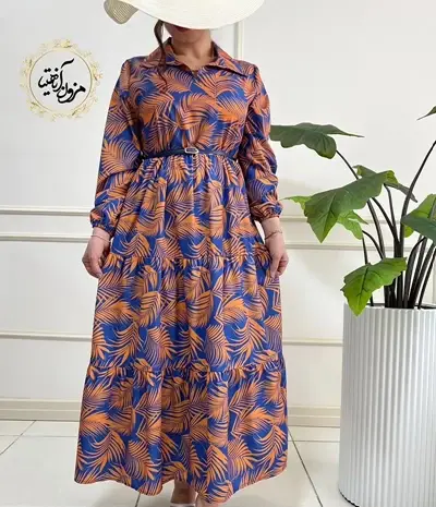 عکس پیراهن ساحلی چین دار