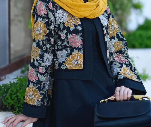 عکس مدل سارافون با پارچه نخی گلدار