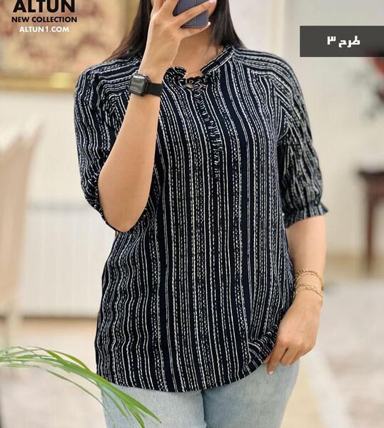 عکس شومیز با پارچه نخی