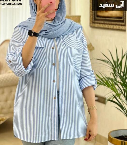 عکس شومیز مانتویی راه راه