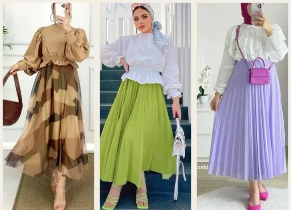 عکس شومیز و دامن حریر مجلسی
