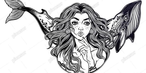 عکس پری دریایی رنگ آمیزی