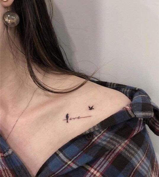 عکس تاتو مینیمال رو ترقوه