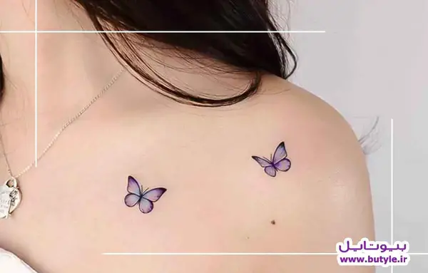 عکس تاتو مینیمال پروانه ترقوه