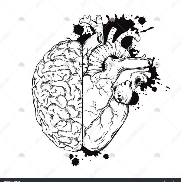 عکس تتو مینیمال قلب و مغز