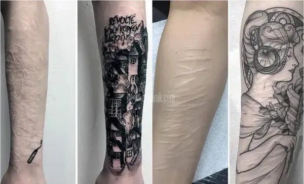 عکس تاتو روی جای زخم دست