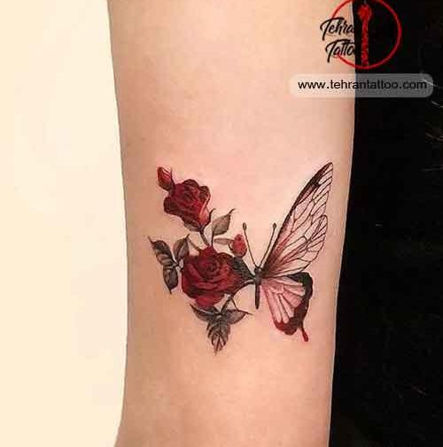 عکس تاتو پروانه روی پشت دست
