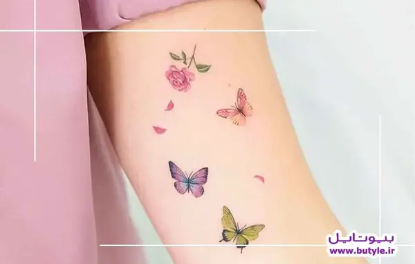 عکس مدل تاتو پروانه روی دست