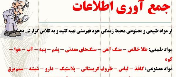 عکس مواد طبیعی و مصنوعی کلاس ششم