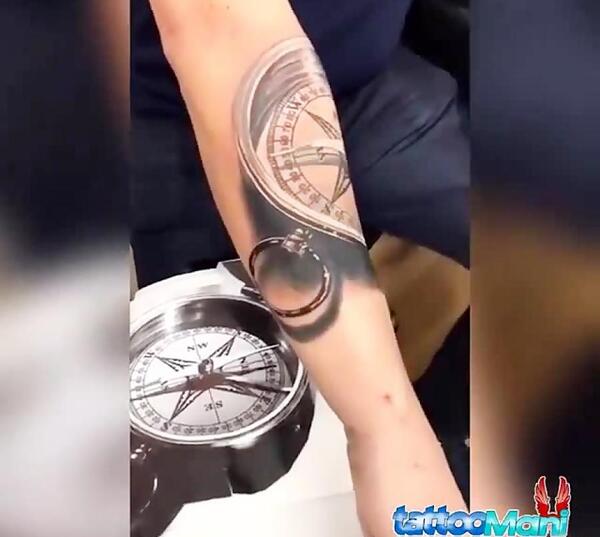 عکس تاتو قطب نما سه بعدی