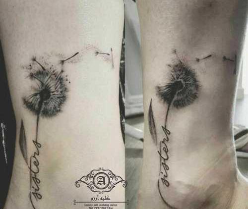 عکس تاتو قاصدک روی پا