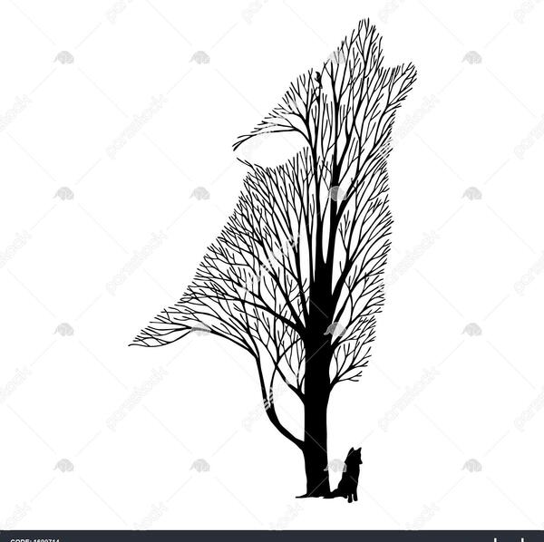 عکس زوزه گرگ تاتو گرگ و ماه