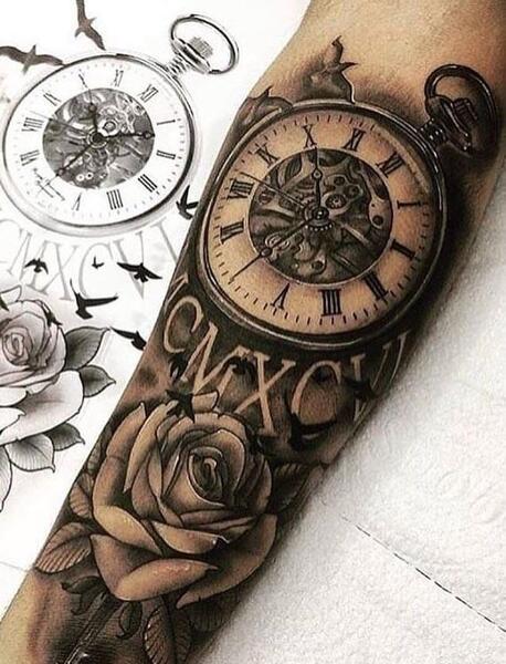 عکس تاتو گل روی دست مردانه ساده