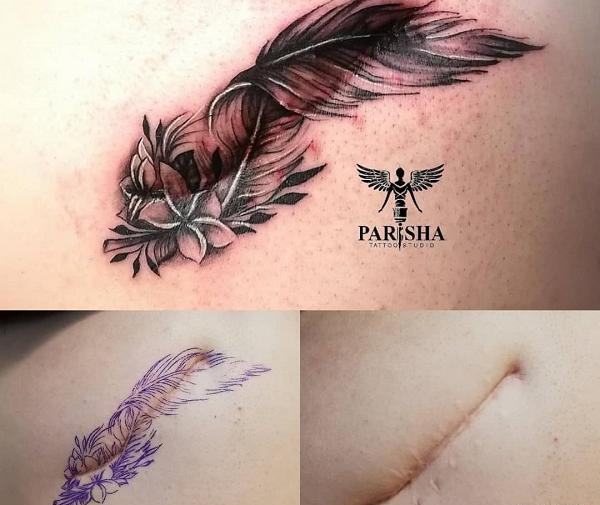 عکس تاتو کلاغ روی گردن